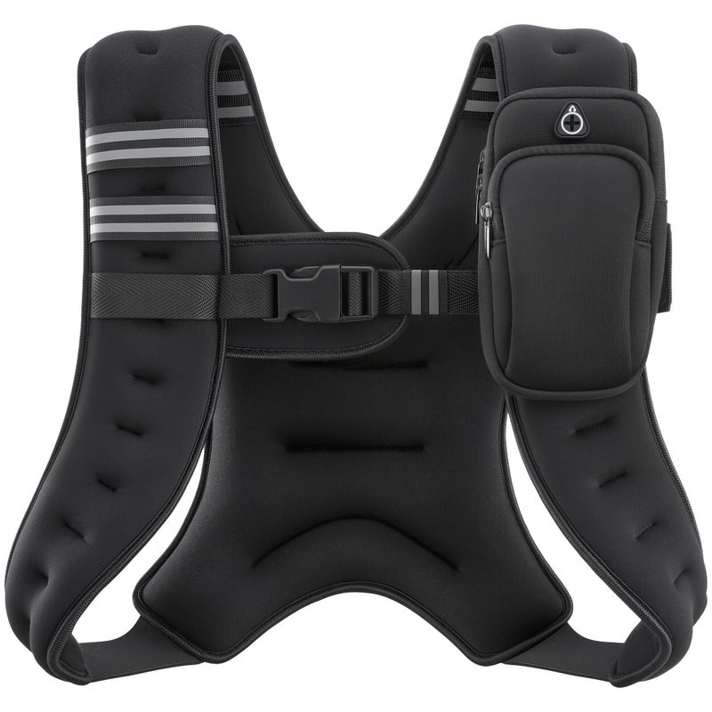 ZELUS Weighted Vest, 6lb/8lb/12lb/16lb/20lb/25lb/30lb Weight Vest with Reflective Stripe for Workout, Strength Training, Running, Fitness, Muscle Building, Weight Loss, Weightlifting, Black(8 lb) - Image 1